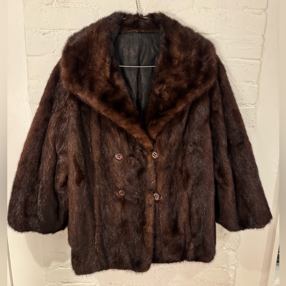 Chocolate mink fur cropped jacket